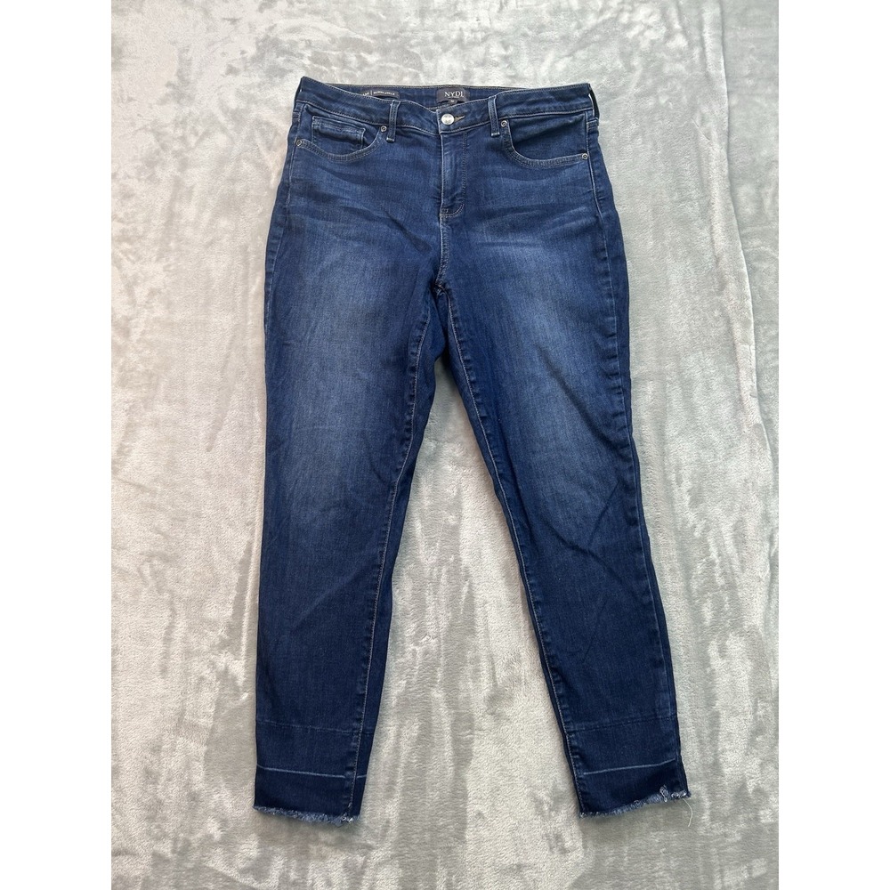 NYDJ Jean Women Sz 10 Blue Ami Skinny Ankle Lift Tuck Whiskered Mid Rise Stretch